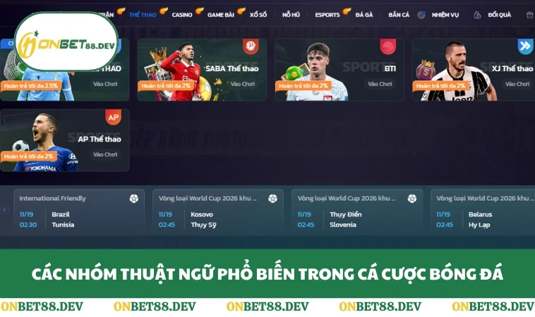 Các nhóm thuật ngữ phổ biến trong cá cược bóng đá