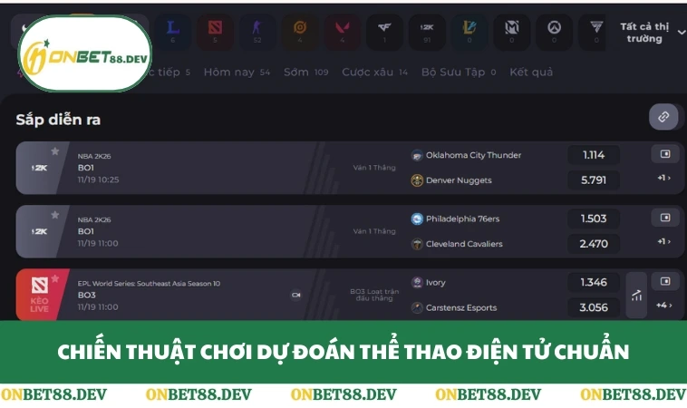 Chiến thuật chơi dự đoán thể thao điện tử chuẩn